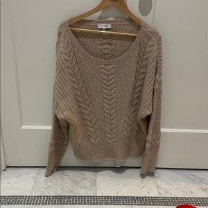 INTERMIX Cable Knit Sweater in Beige